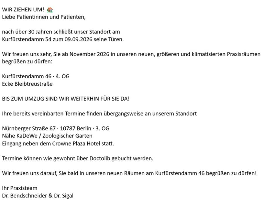 New practice at Kurfürstendamm 46